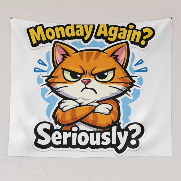 Item preview, Monday Again? Seriously? – Grumpy Cat Meme Design designed and sold by designbyuzi.