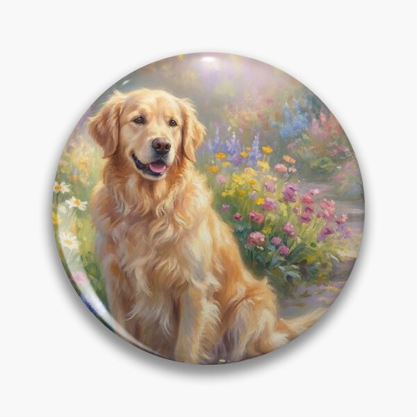 Item preview, Golden Retriever in Sunlit Impressionist Flower Garden designed and sold by Tamer ⭐⭐⭐⭐⭐.