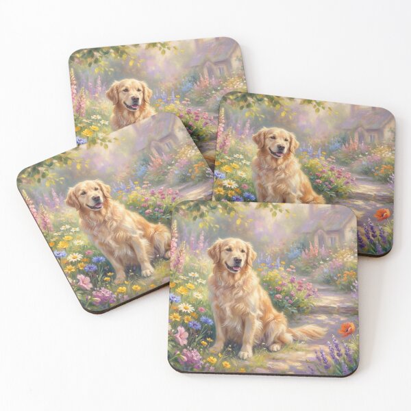 Item preview, Golden Retriever in Sunlit Impressionist Flower Garden designed and sold by Tamer ⭐⭐⭐⭐⭐.