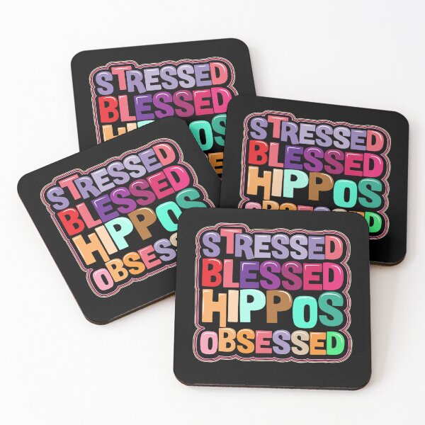 Item preview, stressed blessed hippos obsessed funny hippopotamus quotes designed and sold by Pikkalo.