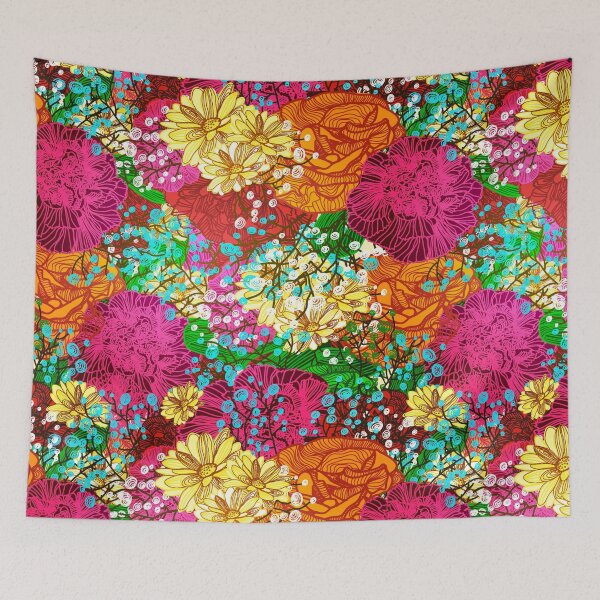 Item preview, colorful 1950s floral print pattern designed and sold by Gossip Rag.