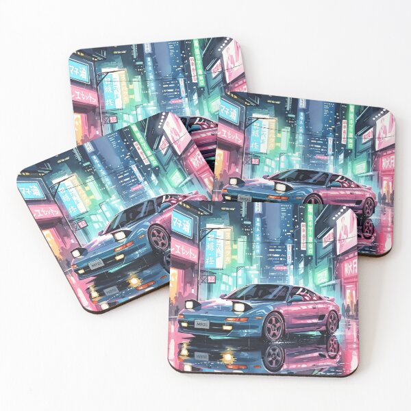 Item preview, Cyberpunk Toyota MR2 JDM Neon Night Retro Japanese Street Car Illustration designed and sold by Motorline44.