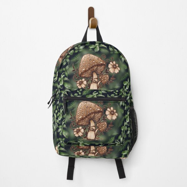 Item preview, Mushrooms and Flowers Woodburn with Leaves designed and sold by MoodyMuseArt.