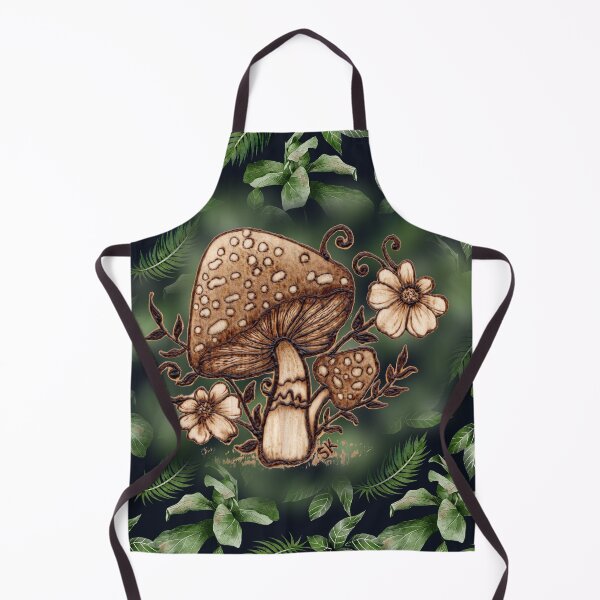 Item preview, Mushrooms and Flowers Woodburn with Leaves designed and sold by MoodyMuseArt.