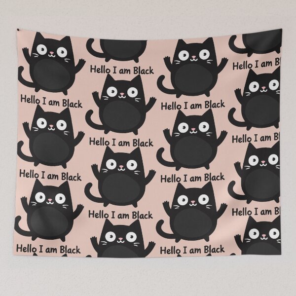 Item preview, Cute Black Cat Quote “Hello I Am Black” Minimal Cartoon designed and sold by Black Cat Merch Company.