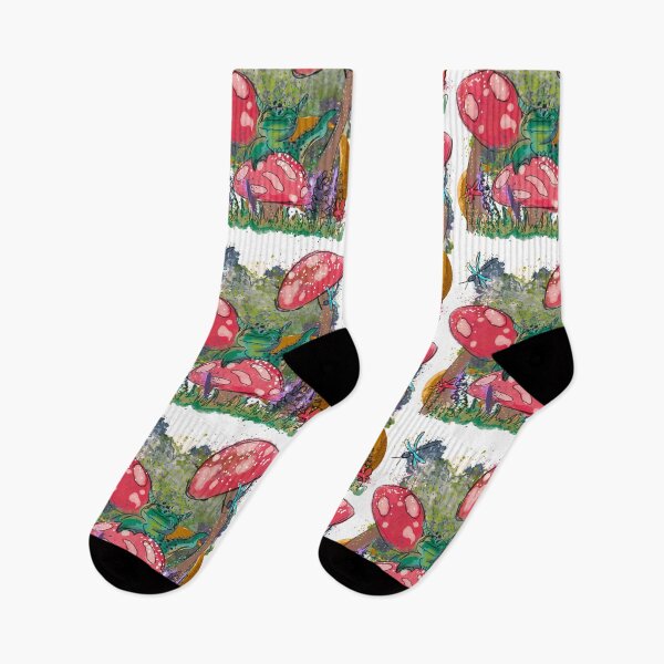 Item preview, Cute Green Mushroom Dragon - Whimsical Fantasy Dragon on Red Mushrooms Illustration designed and sold by TheArtOfTreble.