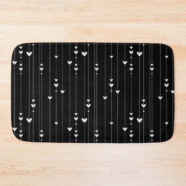 Item preview, Dark Minimalist Hanging Hearts Pattern - White Dangling Hearts on Black Illustration designed and sold by TheArtOfTreble.