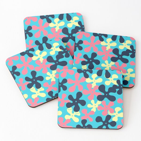 Item preview, Retro Beach Vibes Pattern in Blue, Pink and Yellow designed and sold by Free-Spirit-Meg.