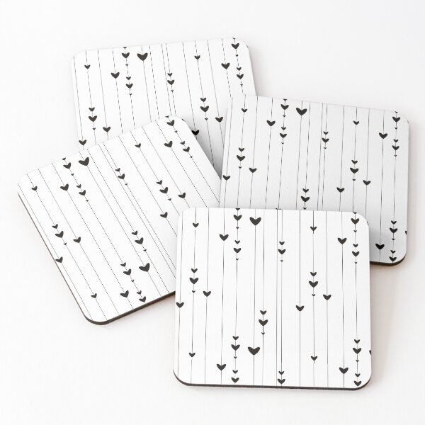 Item preview, "Minimalist Dangling Hearts Pattern - Black Hanging Hearts on White Illustration designed and sold by TheArtOfTreble.
