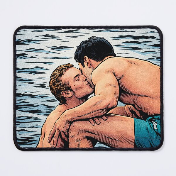 Item preview, Ilya and Shane share a cute kiss by the water, a heated rivalry (fan art) designed and sold by PopCultureAndStuff.