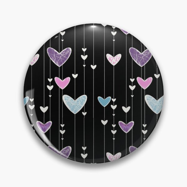 Item preview, Colorful Hanging Hearts on Black - Pastel Dangling Hearts Pattern Illustration designed and sold by TheArtOfTreble.