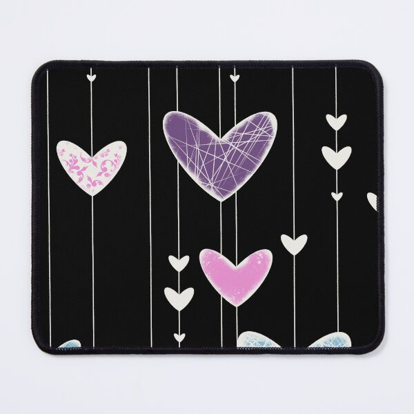 Item preview, Colorful Hanging Hearts on Black - Pastel Dangling Hearts Pattern Illustration designed and sold by TheArtOfTreble.