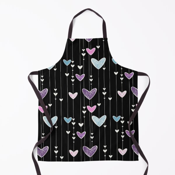 Item preview, Colorful Hanging Hearts on Black - Pastel Dangling Hearts Pattern Illustration designed and sold by TheArtOfTreble.