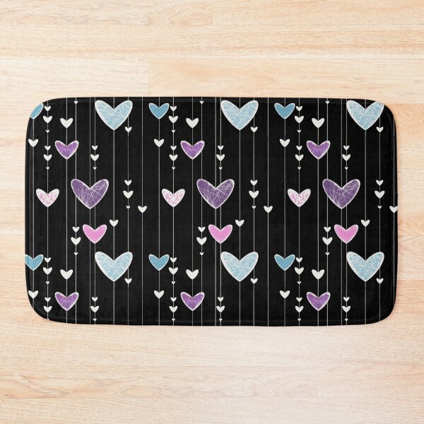 Item preview, Colorful Hanging Hearts on Black - Pastel Dangling Hearts Pattern Illustration designed and sold by TheArtOfTreble.