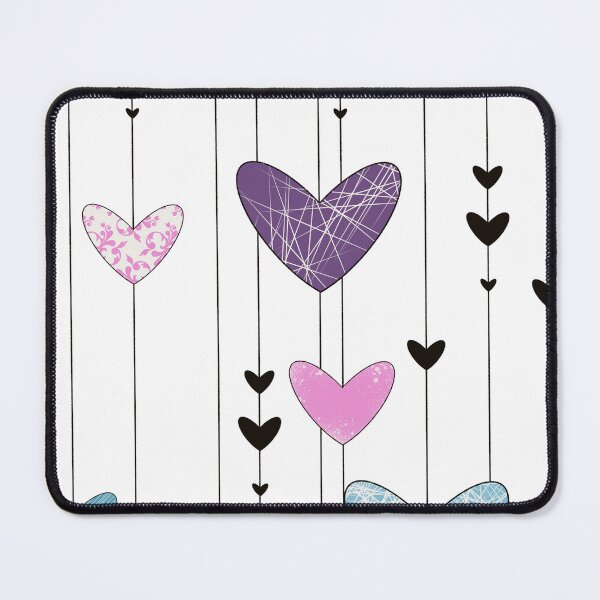 Item preview, "Pastel Hanging Hearts on Black - Colorful Dangling Hearts Pattern Illustration designed and sold by TheArtOfTreble.