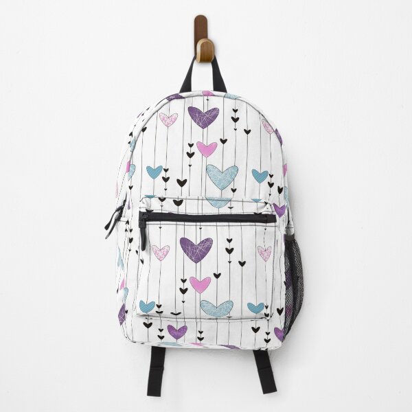 Item preview, "Pastel Hanging Hearts on Black - Colorful Dangling Hearts Pattern Illustration designed and sold by TheArtOfTreble.