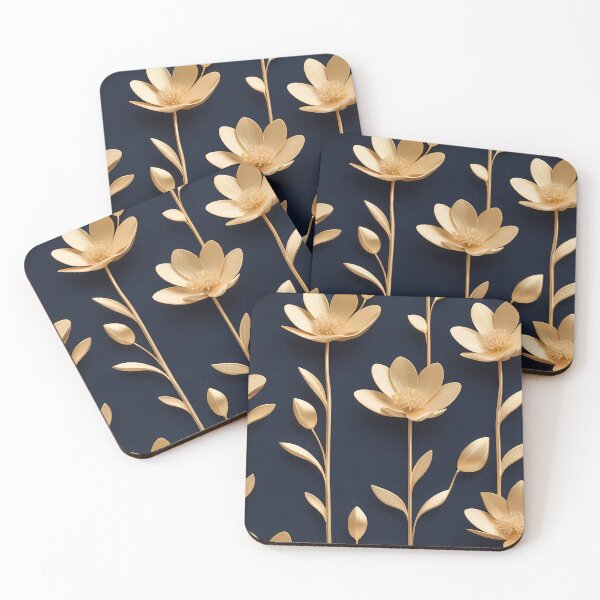 Item preview, Luxury Golden Floral Pattern on Dark Blue designed and sold by Bronze-Starr.
