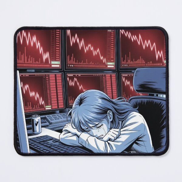 Item preview, Trader Watching Red Charts – Stock Market Pain Meme designed and sold by VolatilityEdge.