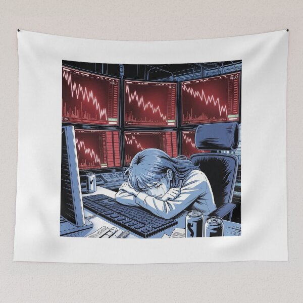 Item preview, Trader Watching Red Charts – Stock Market Pain Meme designed and sold by VolatilityEdge.