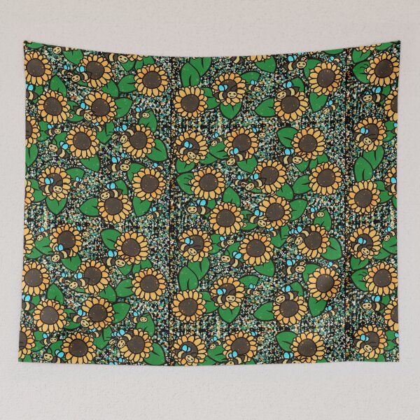 Item preview, Cute Bumblebee Sunflower Pattern - Kawaii Bee & Sunflower Seamless Illustration designed and sold by TheArtOfTreble.