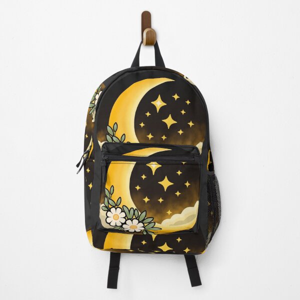 Item preview, Golden Crescent Moon with Daisies – Celestial Boho Night Sky Design designed and sold by RitaRuni1992.