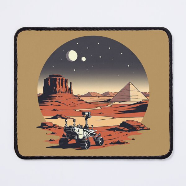 Item preview, Mars Rover and Ancient Pyramid – Retro Sci-Fi Mars Exploration designed and sold by SilentPowerArt.