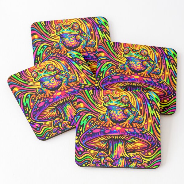 Item preview, Trippy Psychedelic Frog on Cosmic Mushroom - Psychonaut Toad designed and sold by RustedToad.