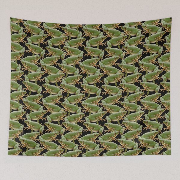 Item preview, Just Frogs fabric on black design designed and sold by TerenceLacey.