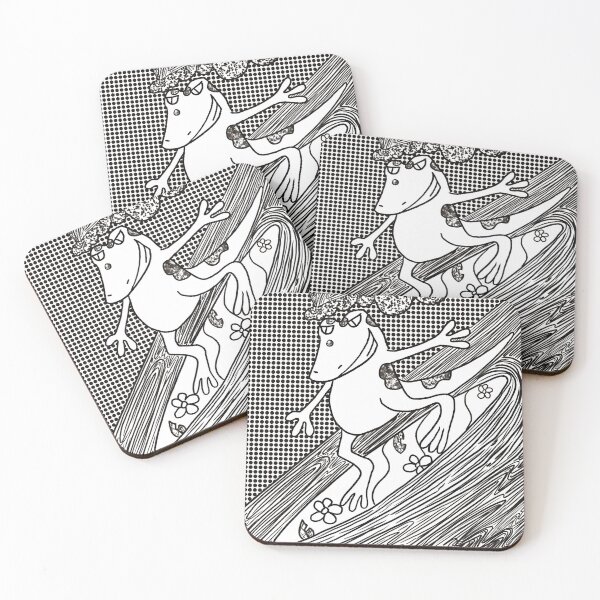 Item preview, Cute Surfing Lizard Kawaii Illustration - Lizard Riding Wave in Bikini Line Art designed and sold by TheArtOfTreble.