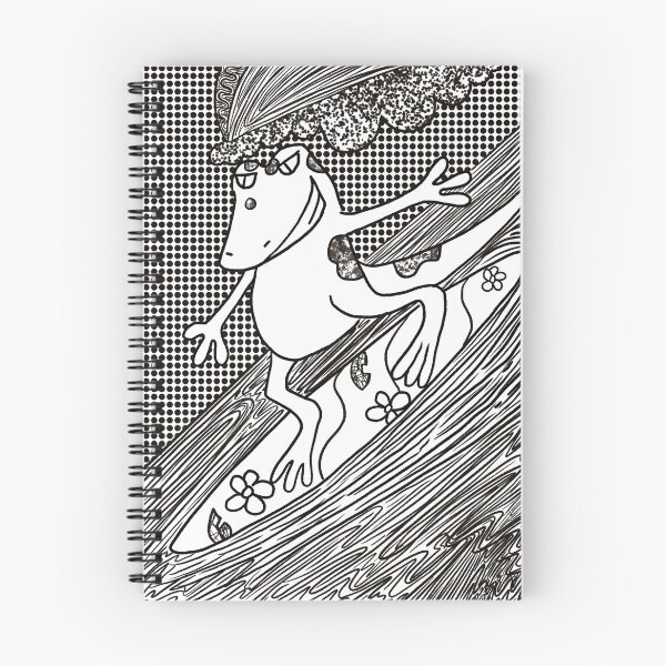 Item preview, Cute Surfing Lizard Kawaii Illustration - Lizard Riding Wave in Bikini Line Art designed and sold by TheArtOfTreble.