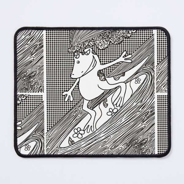 Item preview, Cute Surfing Lizard Kawaii Illustration - Lizard Riding Wave in Bikini Line Art designed and sold by TheArtOfTreble.