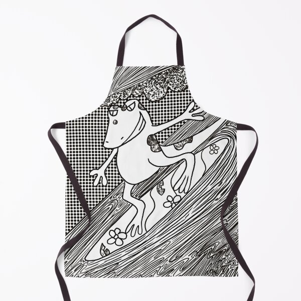 Item preview, Cute Surfing Lizard Kawaii Illustration - Lizard Riding Wave in Bikini Line Art designed and sold by TheArtOfTreble.