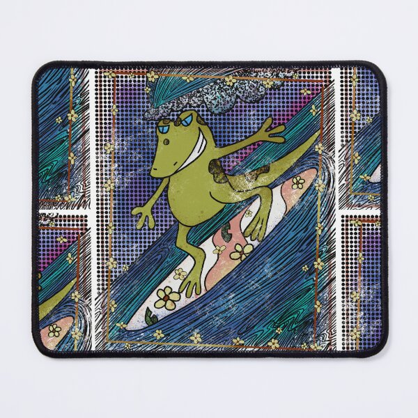 Item preview, Colorful Surfing Lizard Kawaii - Cute Green Lizard Riding Wave Illustration designed and sold by TheArtOfTreble.