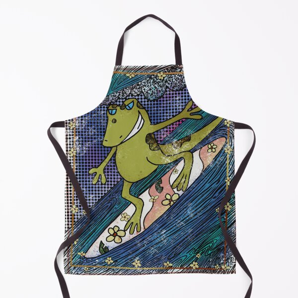 Item preview, Colorful Surfing Lizard Kawaii - Cute Green Lizard Riding Wave Illustration designed and sold by TheArtOfTreble.