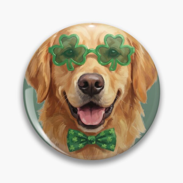Item preview, Lucky Golden Retriever St Patricks Day Dog Shamrock Glasses designed and sold by AOG-DESIGNS.
