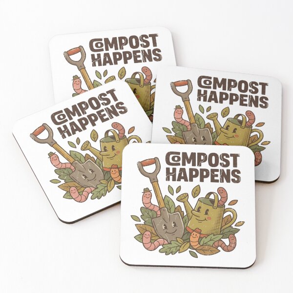 Item preview, Compost Happens Funny Gardening Illustration with Retro Tools designed and sold by chattsuede.