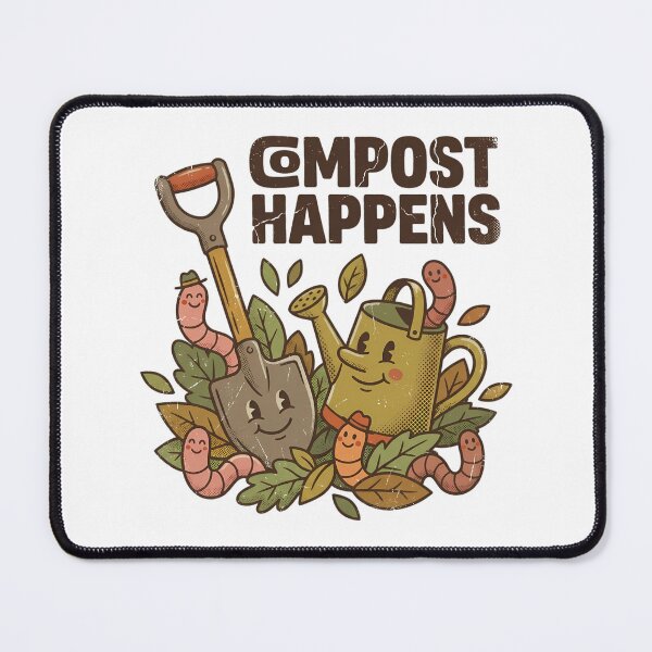 Item preview, Compost Happens Funny Gardening Illustration with Retro Tools designed and sold by chattsuede.