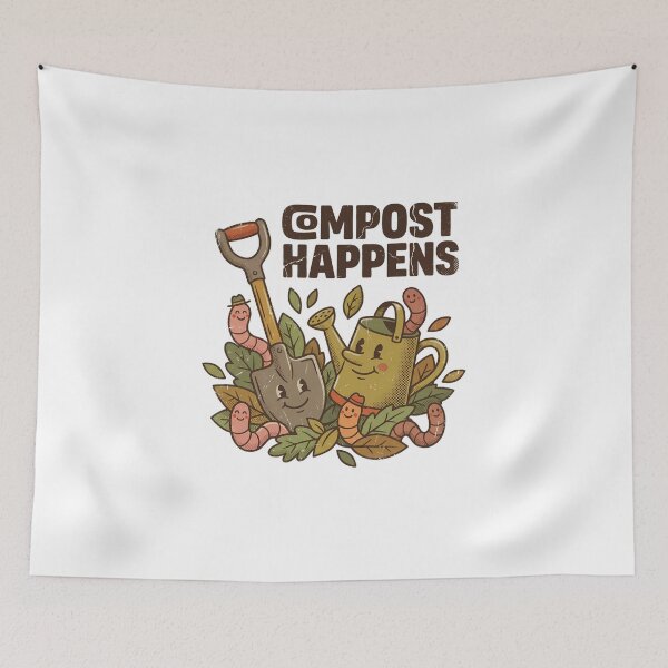 Item preview, Compost Happens Funny Gardening Illustration with Retro Tools designed and sold by chattsuede.