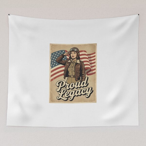 Item preview, Vintage Female Aviator Proud Legacy American Flag designed and sold by chattsuede.