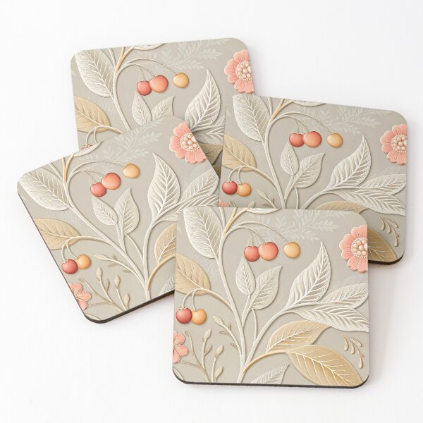 Item preview, Elegant Botanical Cherry & Floral Pattern designed and sold by Bronze-Starr.