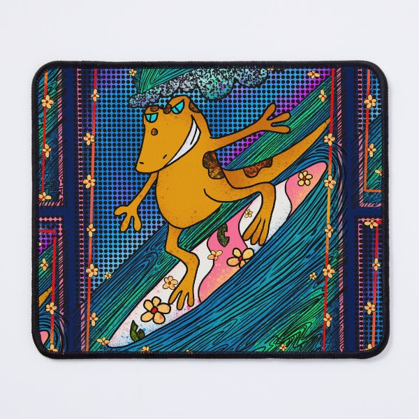 Item preview, Cute Surfing Salamander Kawaii - Colorful Amphibian Riding Wave Illustration designed and sold by TheArtOfTreble.