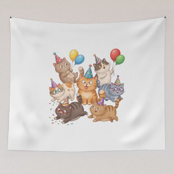 Item preview, Humorous Striped Party Cats Joyful Celebration designed and sold by chattsuede.