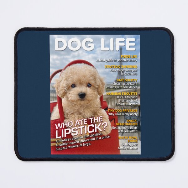 Item preview, Dog Life Magazine Cover – Teacup Poodle in Luxury Handbag – Funny Dog Satire – Paris Dog Humor designed and sold by FrancophileFun.