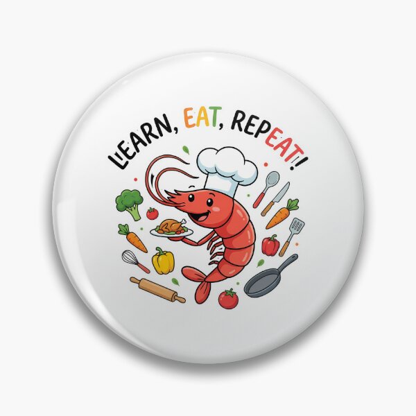 Item preview, Learn Eat Repeat Shrimp Chef Culinary Design designed and sold by chattsuede.