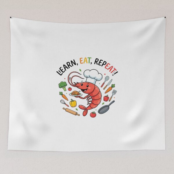 Item preview, Learn Eat Repeat Shrimp Chef Culinary Design designed and sold by chattsuede.