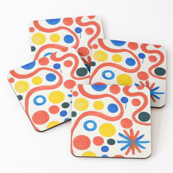 Aperçu de l'œuvre Abstract Surreal Shapes Inspired by Joan Miró – Minimalist Colorful Modern Art créée et vendue par Bondira-Spono.