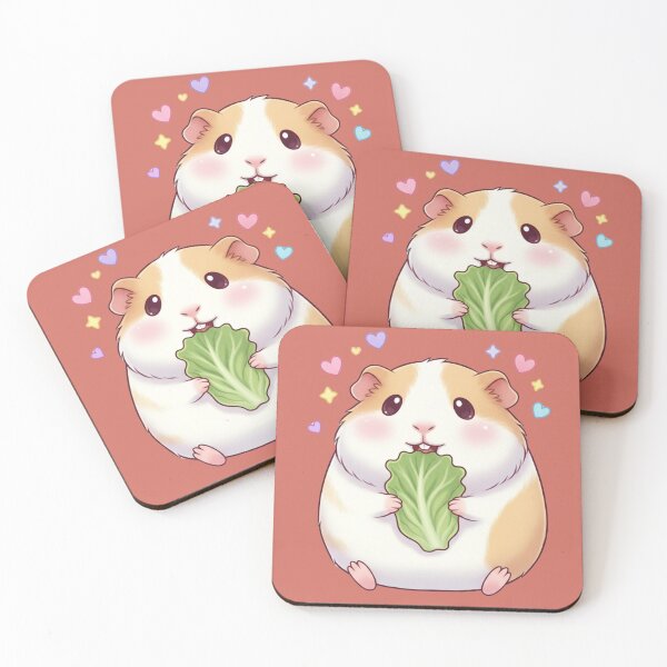 Item preview, Cute Guinea Pig Eating Lettuce – Adorable Kawaii Guinea Pig designed and sold by LavinyArt.