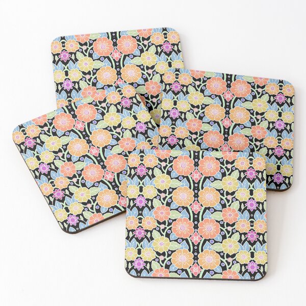 Item preview, Hand drawn flowers Intertwined pattern | dark background designed and sold by rose-michele.