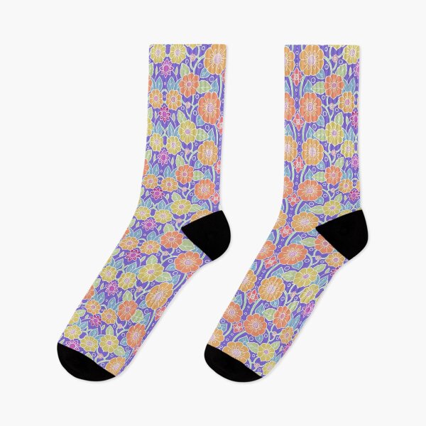 Item preview, Hand drawn flowers Intertwined pattern | purple background designed and sold by rose-michele.