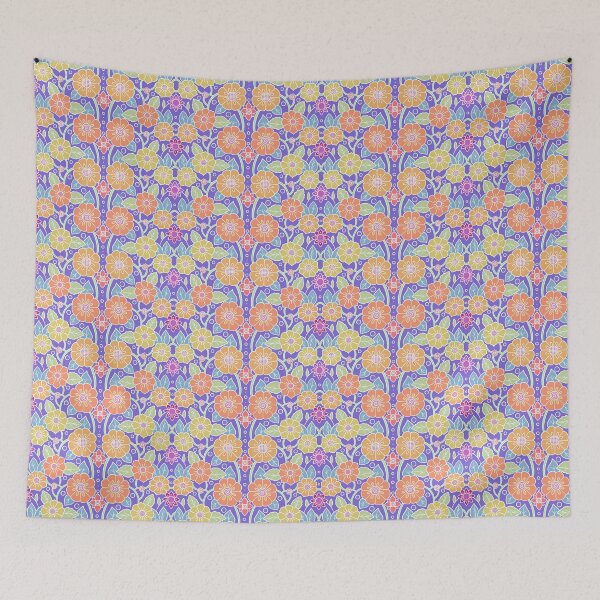 Item preview, Hand drawn flowers Intertwined pattern | purple background designed and sold by rose-michele.